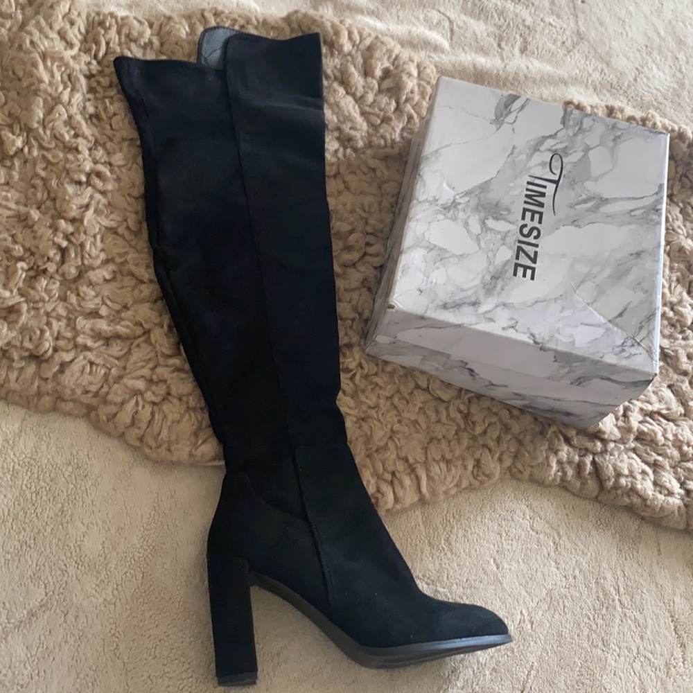 Black Suede Thigh High Boots